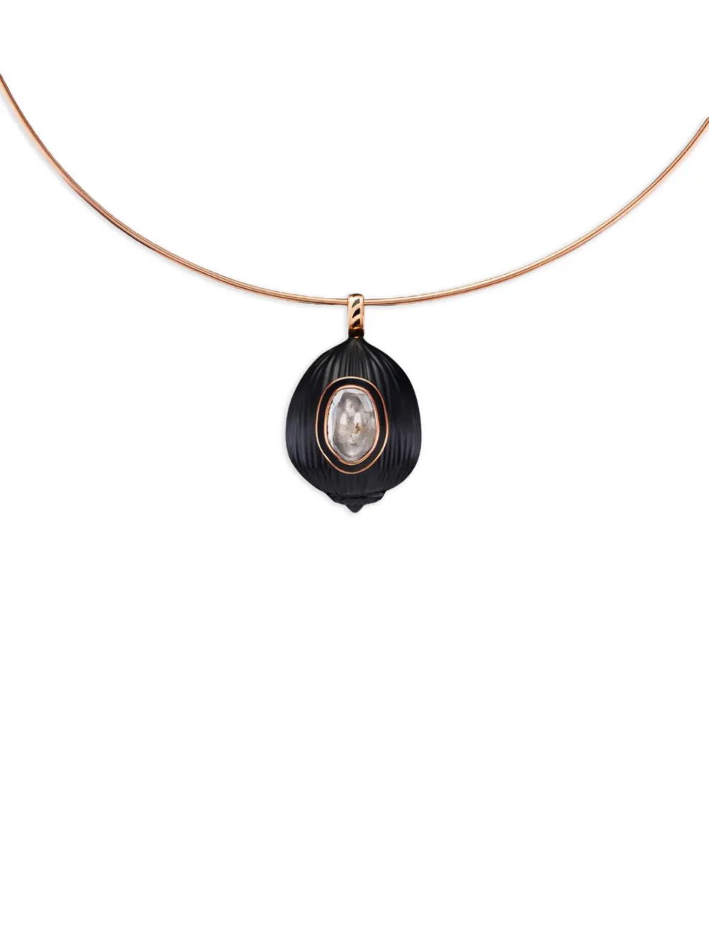 Dezso Coquito Polki diamond and onyx necklace - Rosa