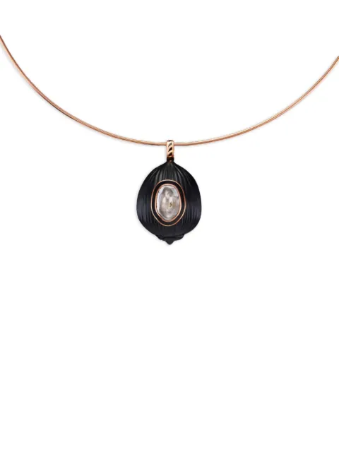 Dezso Coquito Polki diamond and onyx necklace