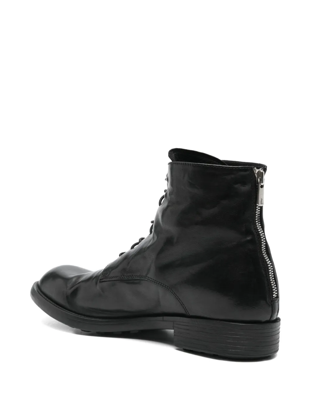 Officine Creative Diary 010 lace-up zip boots Black