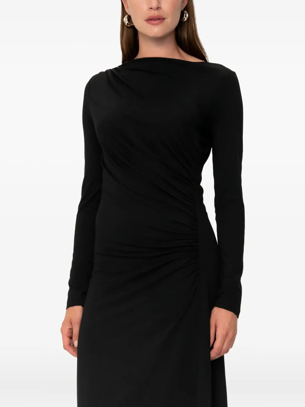 Viveh Nashira Draped-design Midi Dress In Black