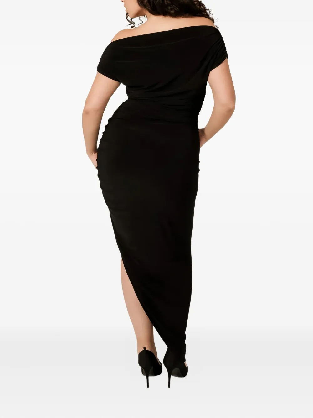 Viveh Columbine Ruched Cowl-neck Dress In Black