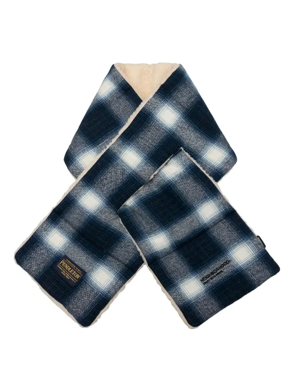 Neighborhood x Pendleton .WO Check Boa Muffler | Blue | FARFETCH
