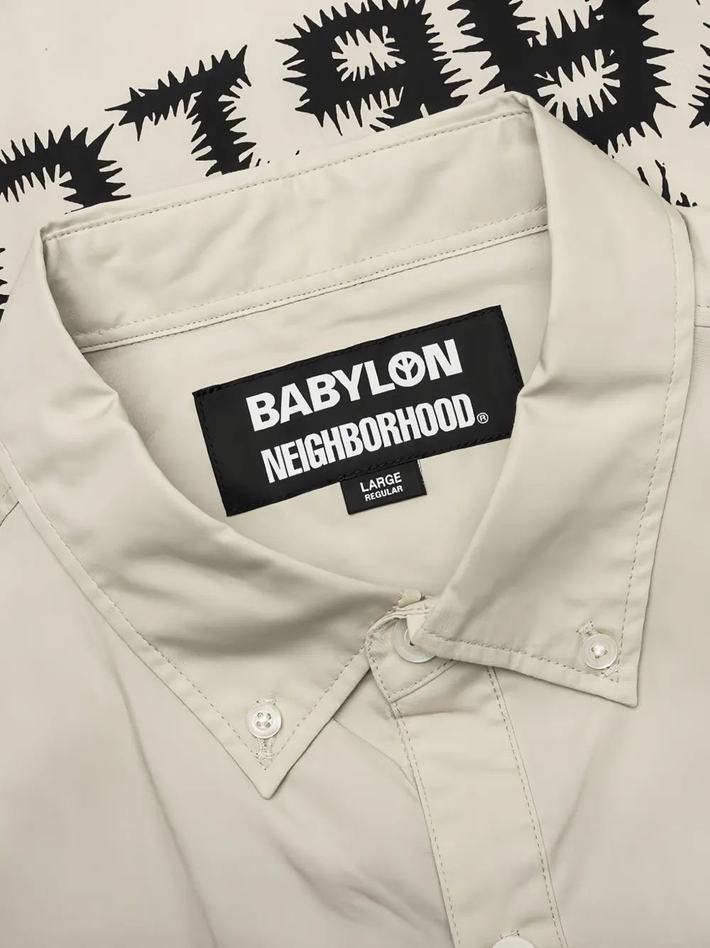 Neighborhood Overhemd met grafische print Beige