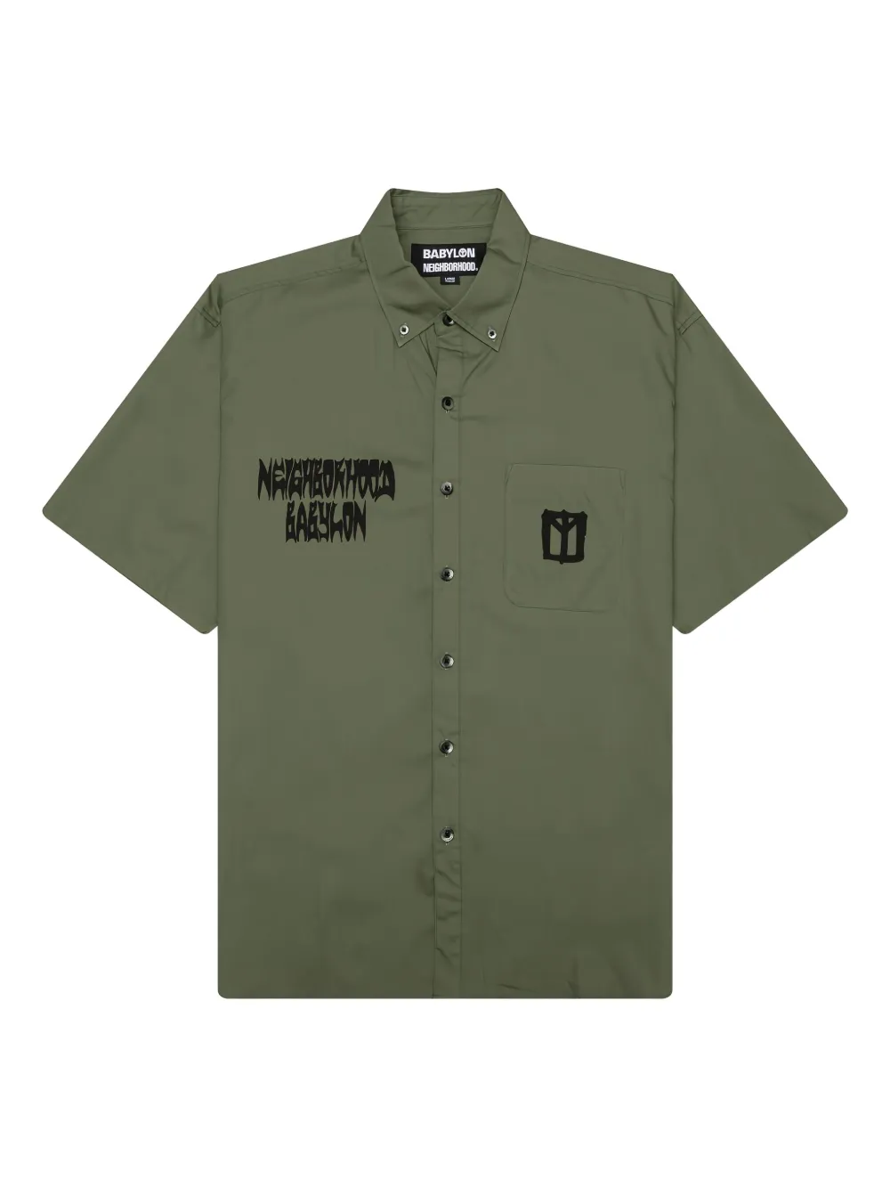 Neighborhood x Babylon BD graphic-print chest-pocket shirt | Green | Image 1