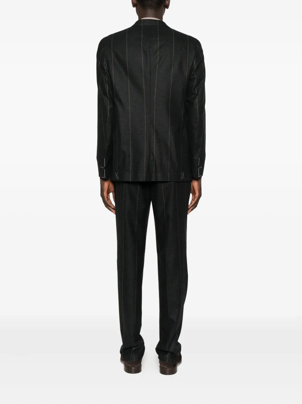 Eleventy Pinstripe Wool-blend Suit In Black