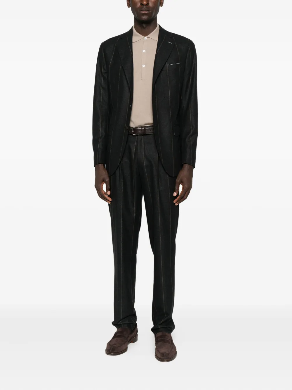 Eleventy Pinstripe Wool-blend Suit In Black