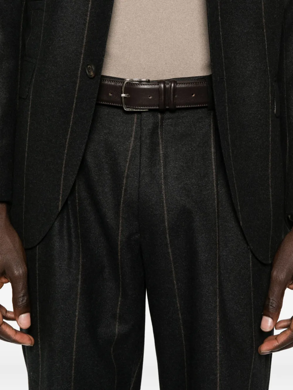 Eleventy Pinstripe Wool-blend Suit In Black