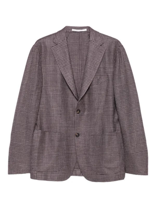 Eleventy Checked Single-breasted Blazer in Purple