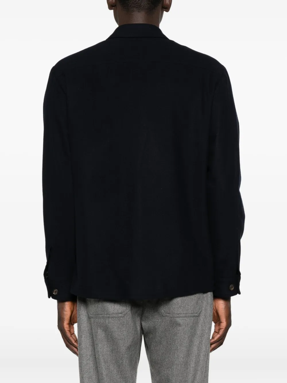 Eleventy Wollen jack met klepzak Blauw