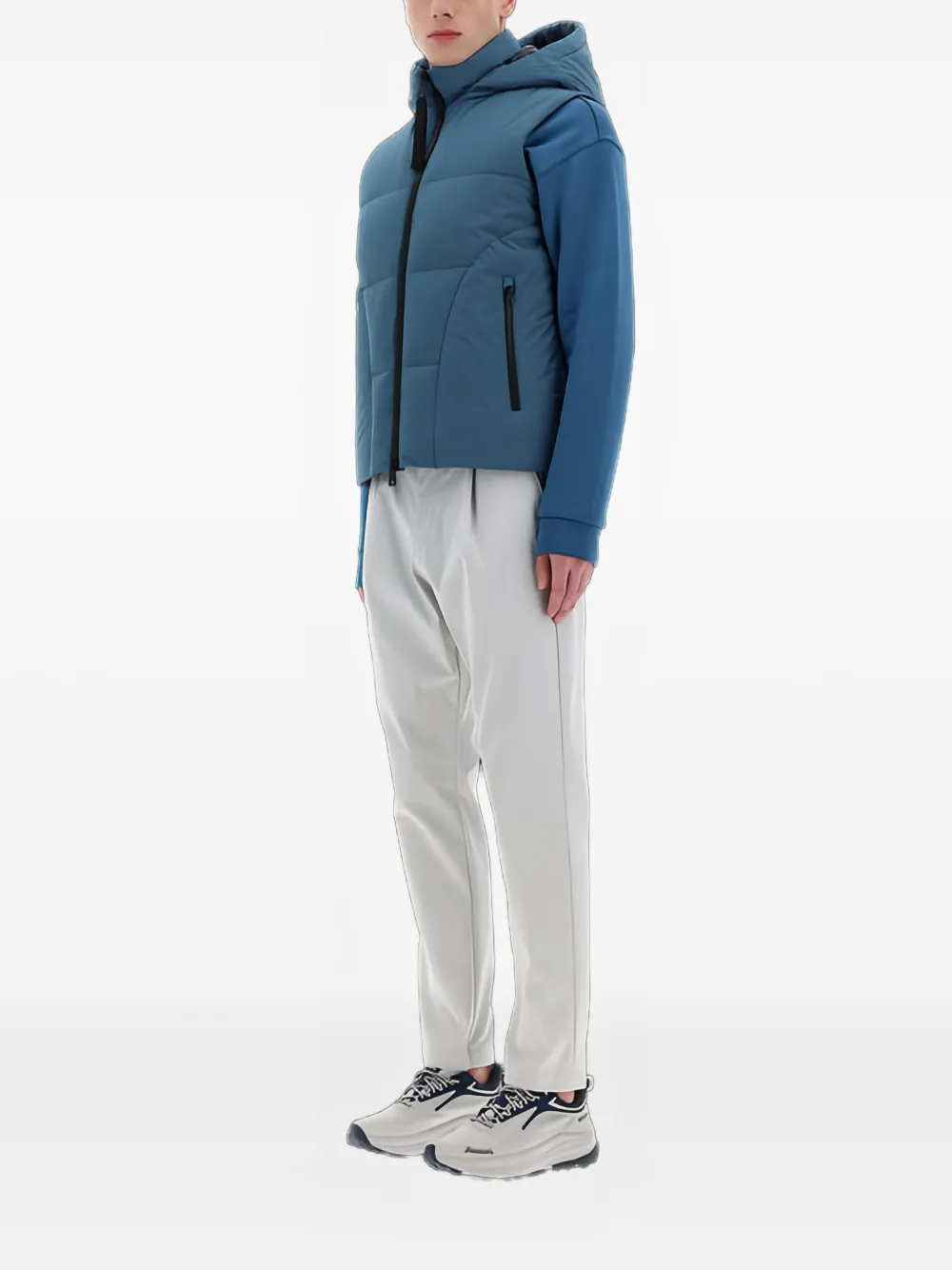 Herno Gilet met capuchon en rits Blauw