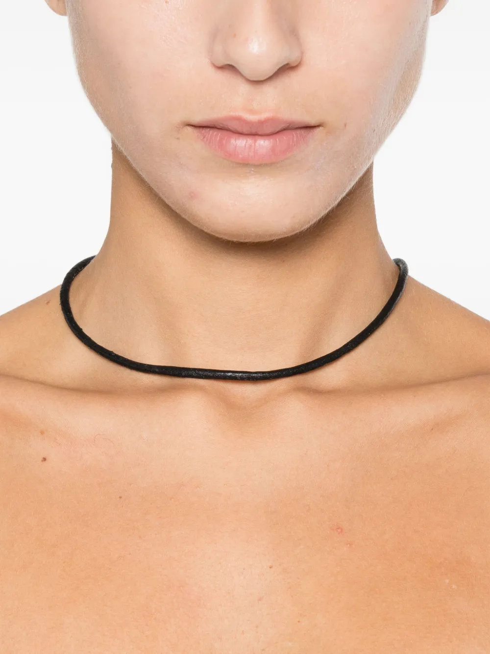 Dezso 18k Rose Gold Enamel Necklace In Black
