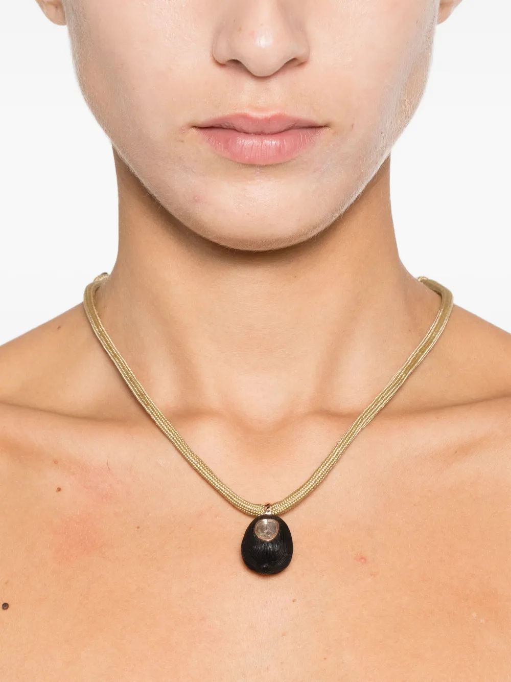 Dezso 18k Rose Gold Coquito Diamond Necklace In Pink