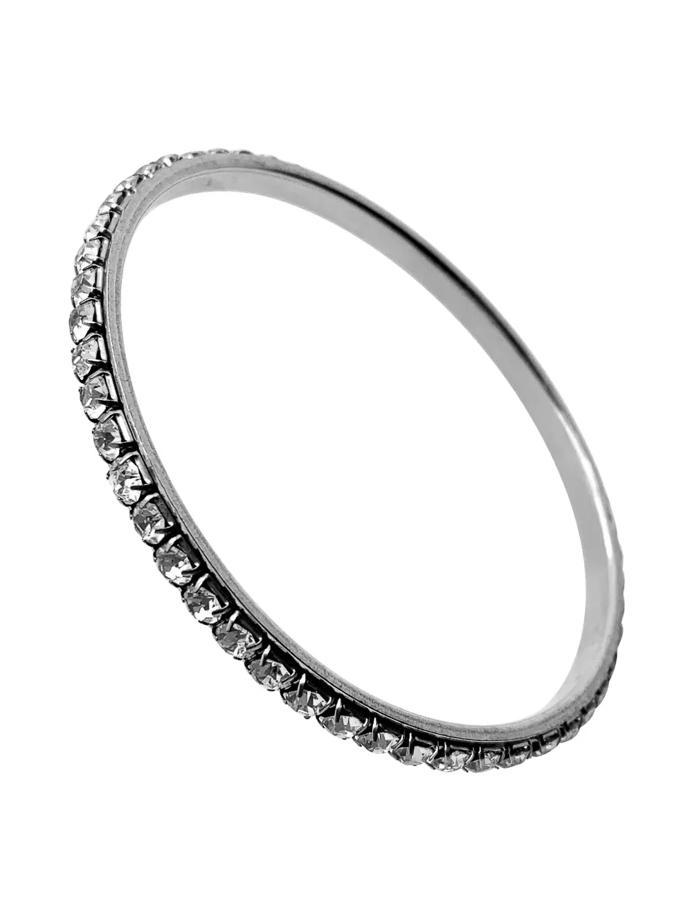 Pre-owned Jennifer Gibson Jewellery 1930s Art Deco Crystal-embellished Bangle Bracelet In Silver