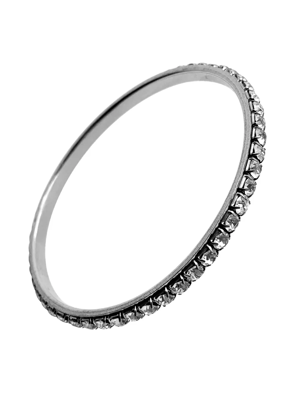 Pre-owned Jennifer Gibson Jewellery 1930s Art Deco Crystal-embellished Bangle Bracelet In Silver