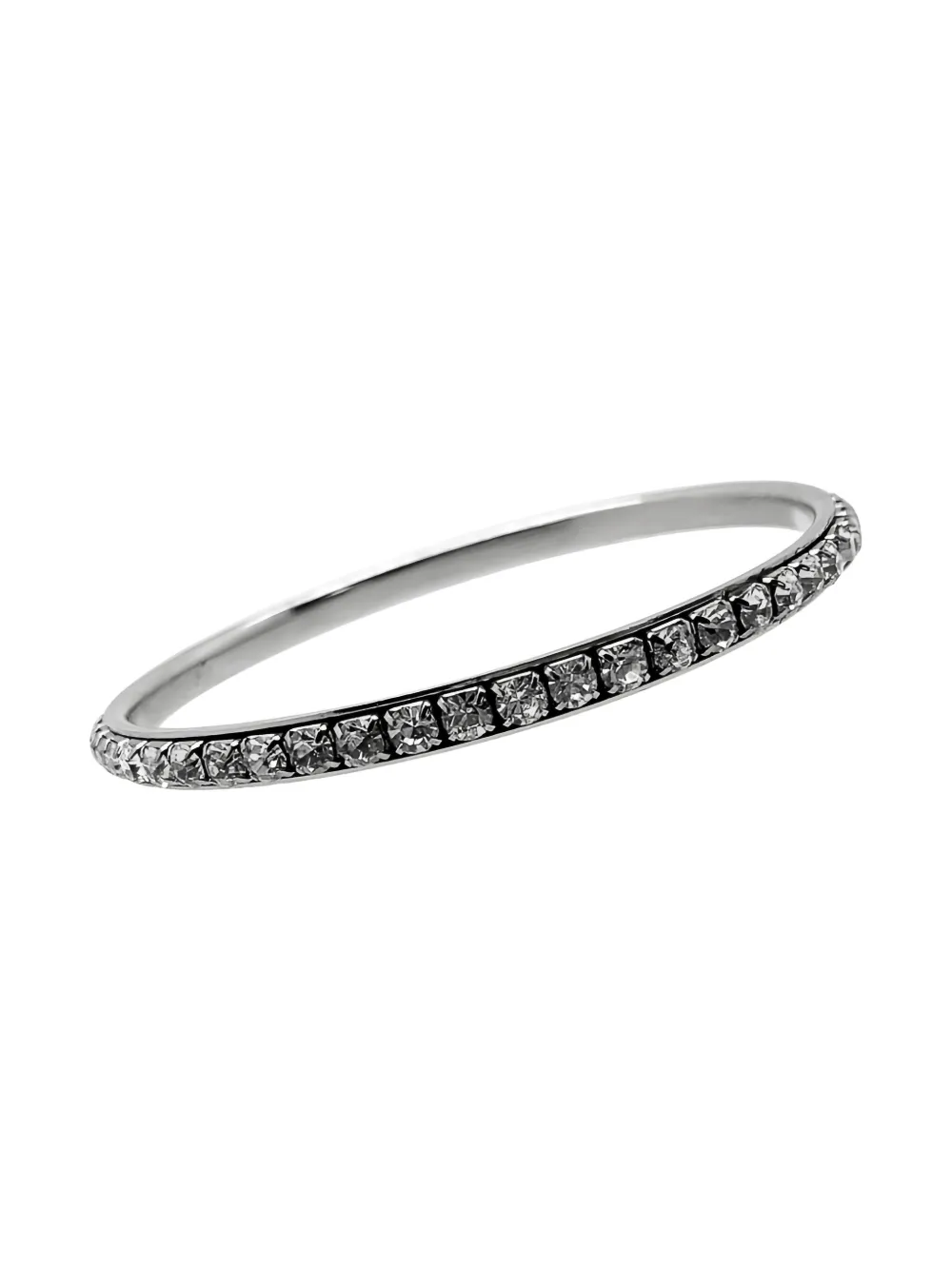 Pre-owned Jennifer Gibson Jewellery 1930s Art Deco Crystal-embellished Bangle Bracelet In Silver