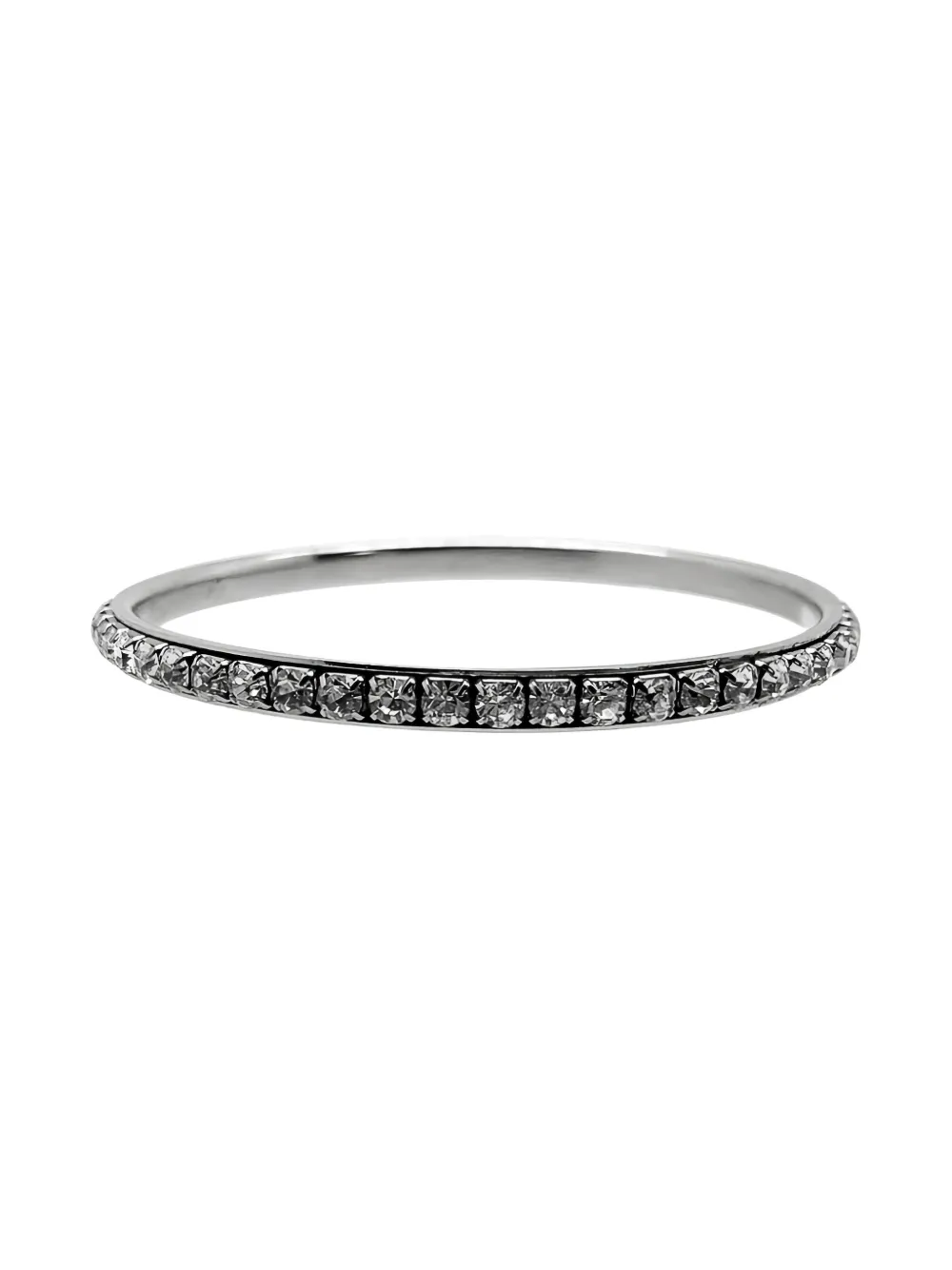 Pre-owned Jennifer Gibson Jewellery 1930s Art Deco Crystal-embellished Bangle Bracelet In Silver