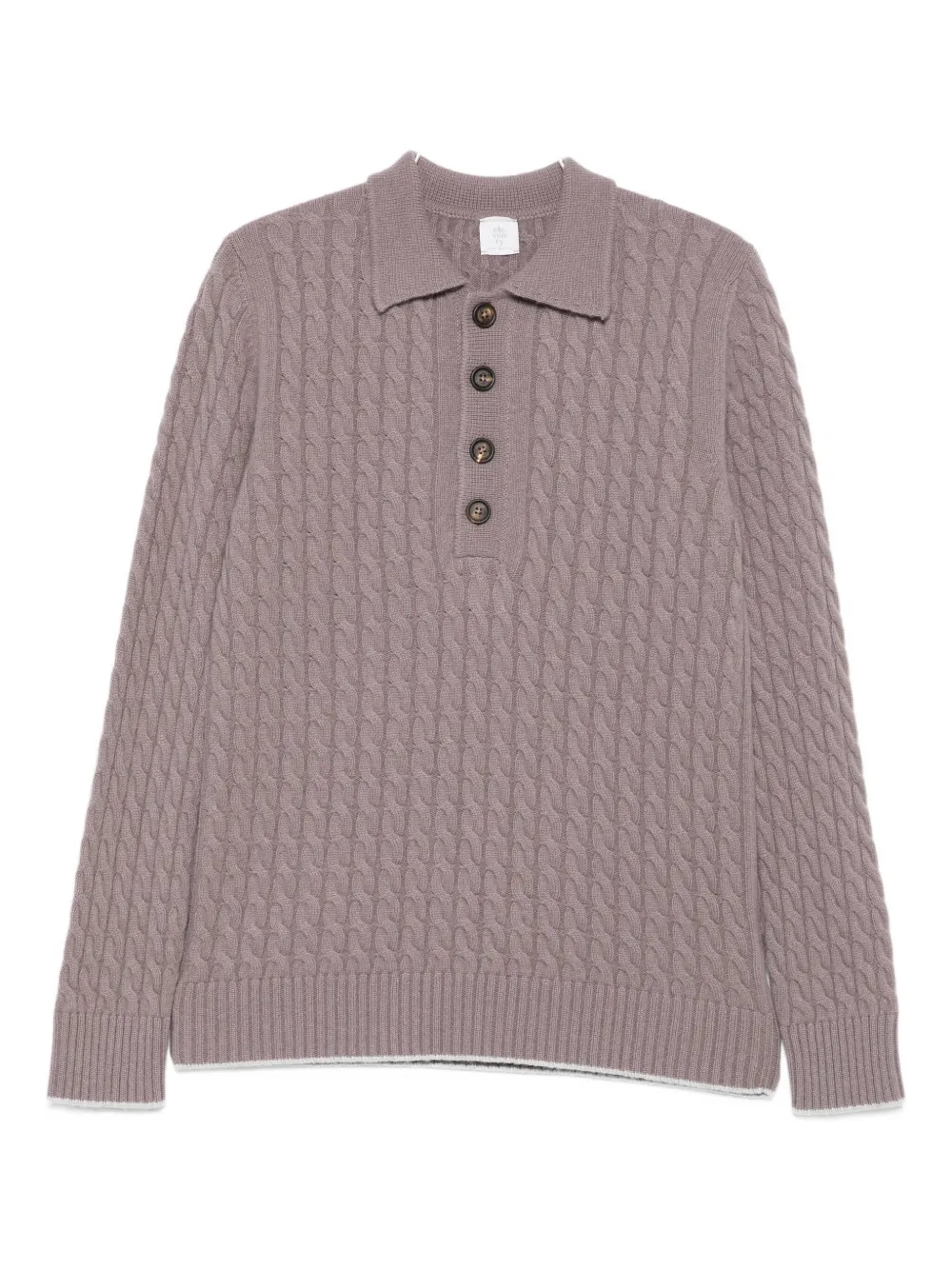 Eleventy Cable-knit Polo Sweater In Brown