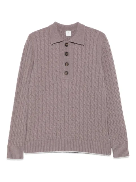 Eleventy cable-knit polo sweater