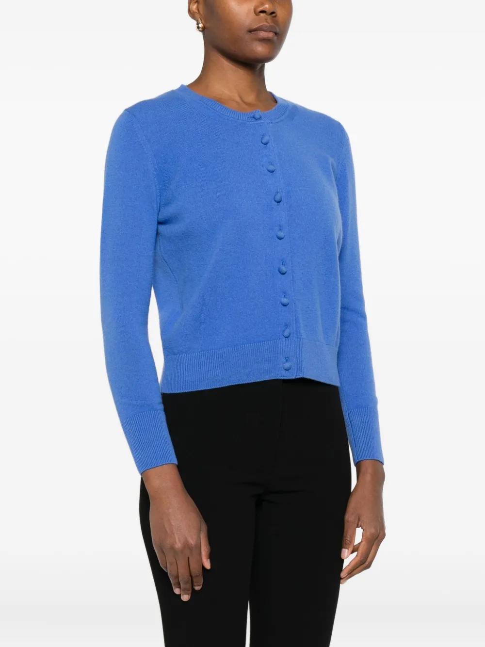 Alpha Studio Buttoned Wool Cardigan In Black