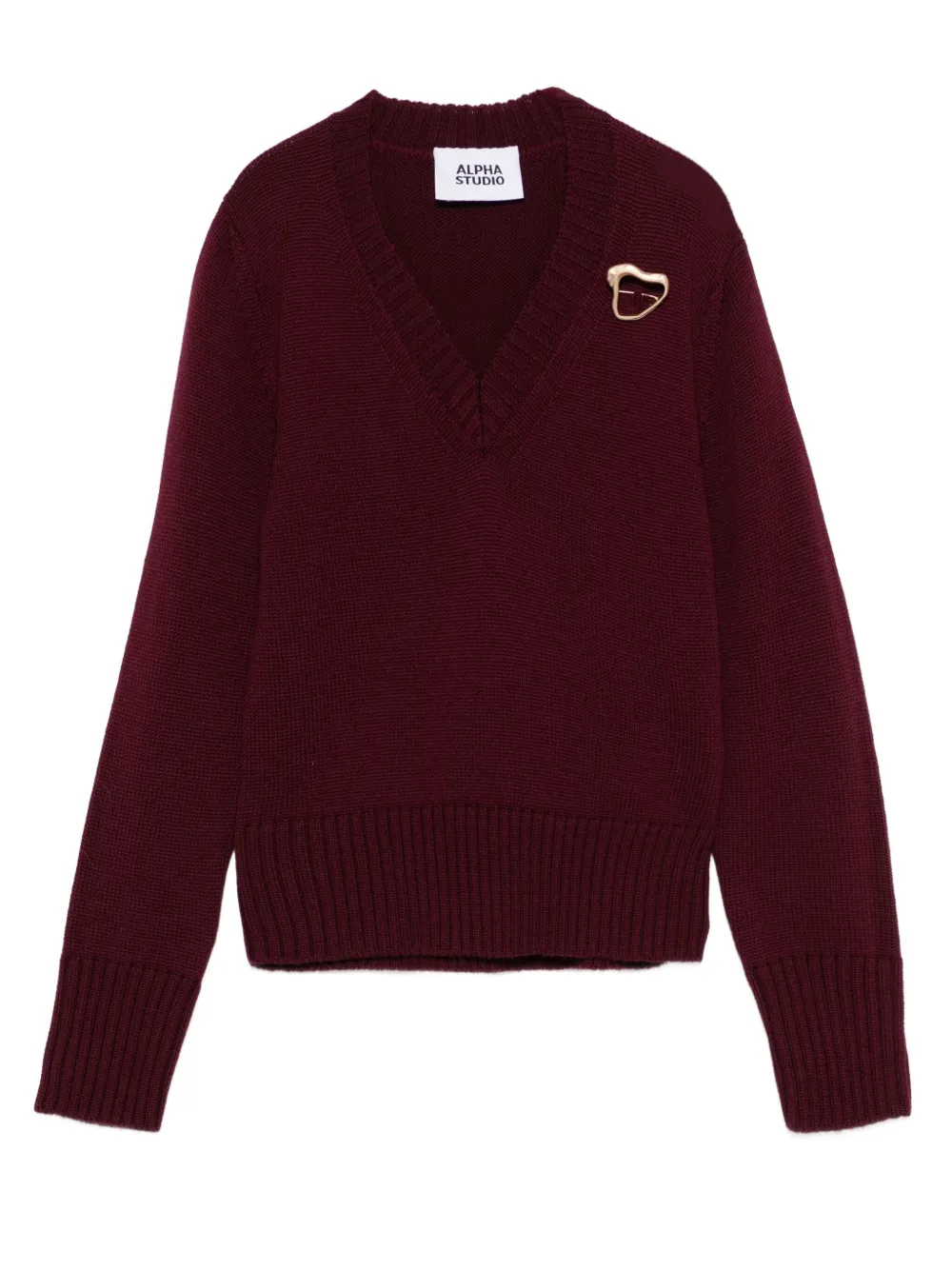 Alpha Studio V-neck Embellished Sweater In Red