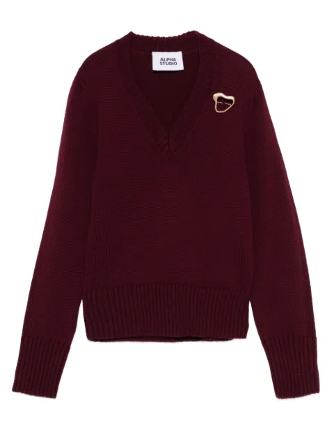 ALPHA STUDIO V-neck embellished sweater