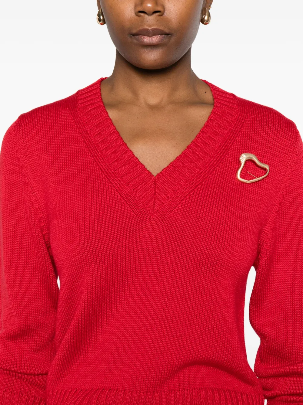 Alpha Studio Heart-detail V-neck Sweater In Red