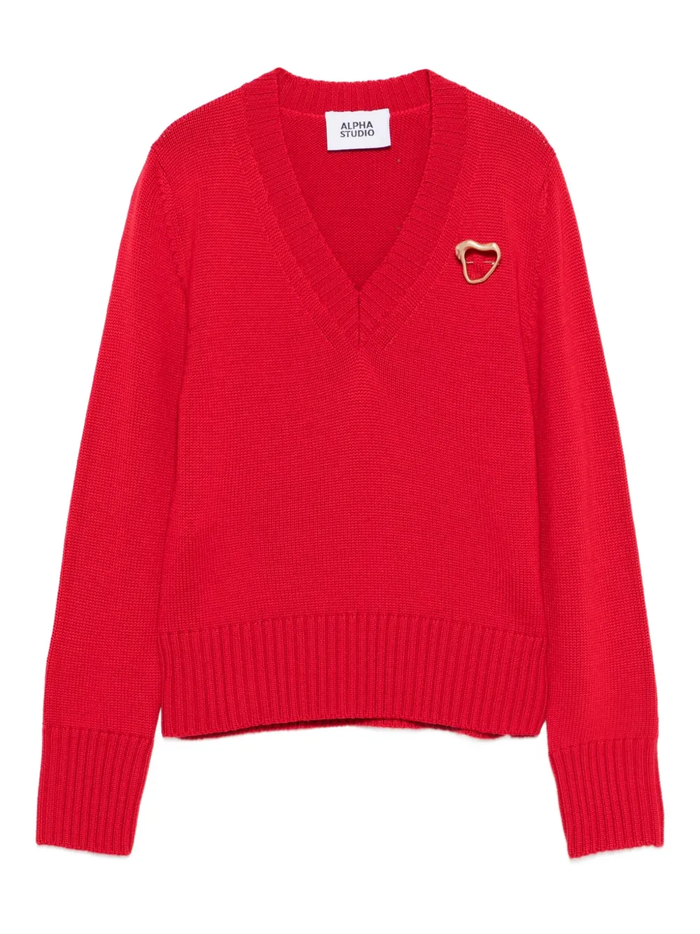ALPHA STUDIO heart-detail V-neck sweater | Red | Image 1