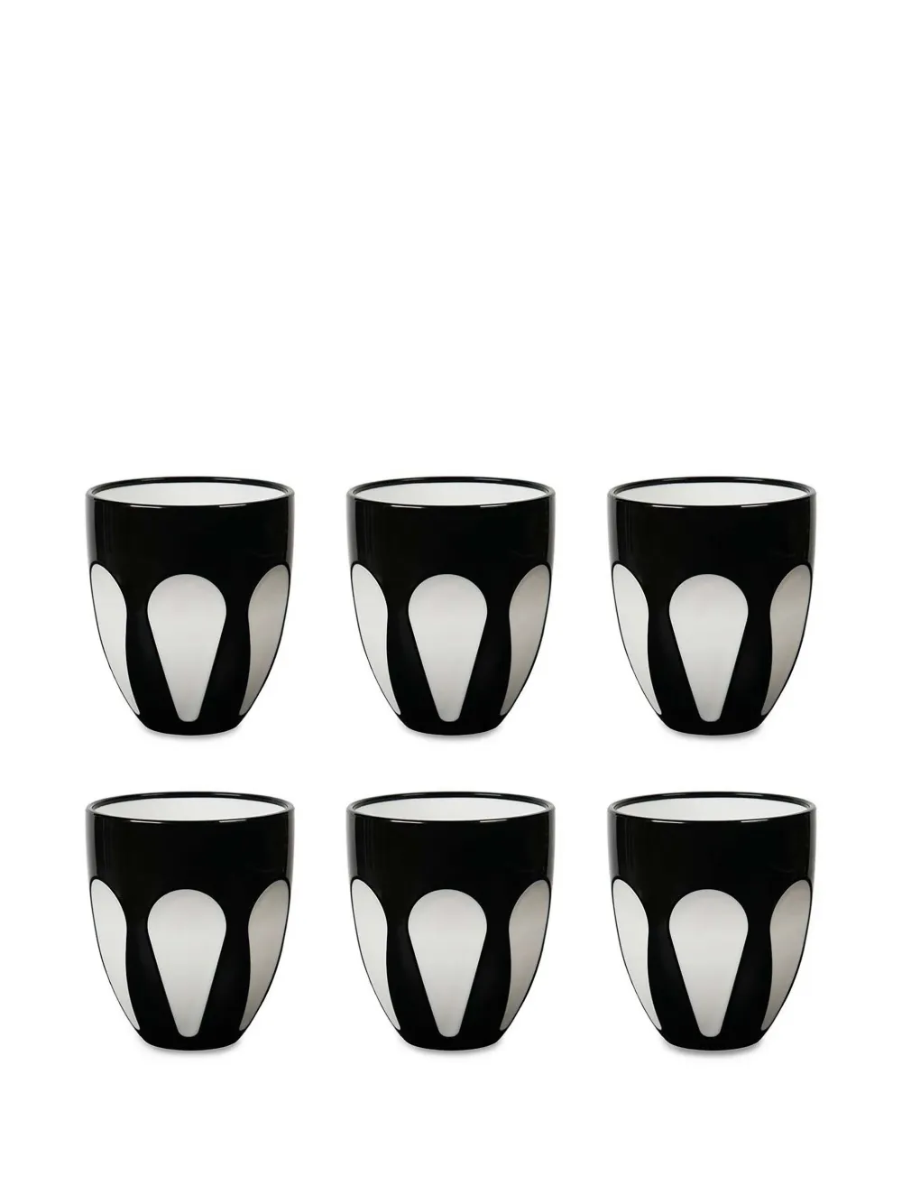 BACI MILANO Aqua droplet-pattern cups (set of six) | Black | Image 1