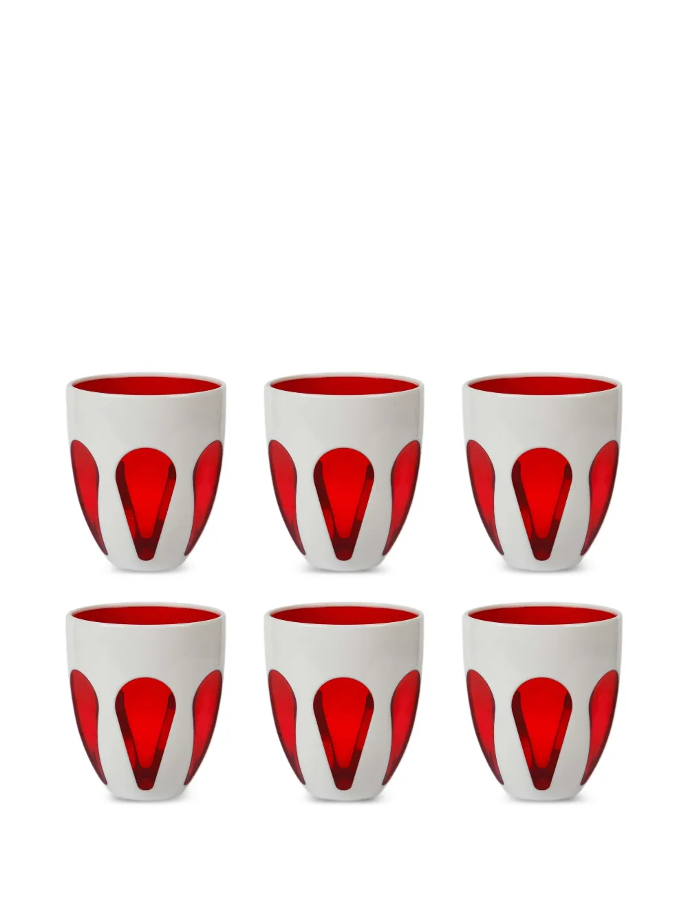BACI MILANO Aqua droplet-pattern cups (set of six) | Red | Image 1
