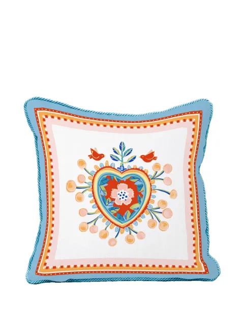 BACI MILANO Mamma Mia embroidered heart birds cushion (45cm x 45cm)