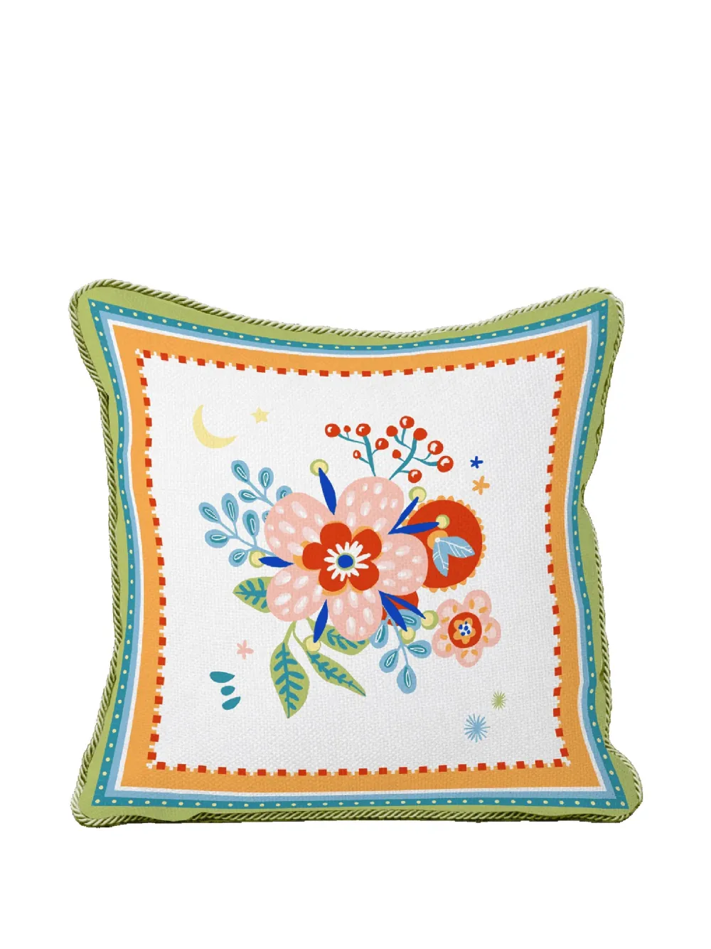 BACI MILANO Mamma Mia embroidered-print cushion (60cm x 60cm) | Green | Image 1