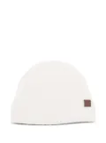 Eleventy ribbed leather-patch beanie hat - White