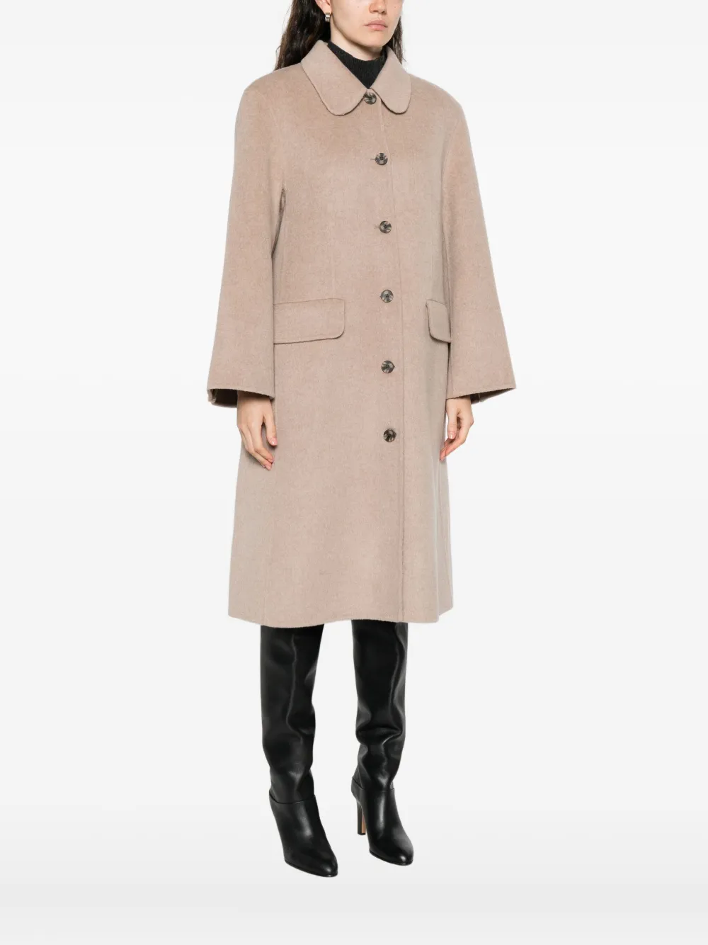By Malene Birger Round-collar Single-breasted Coat In Brown