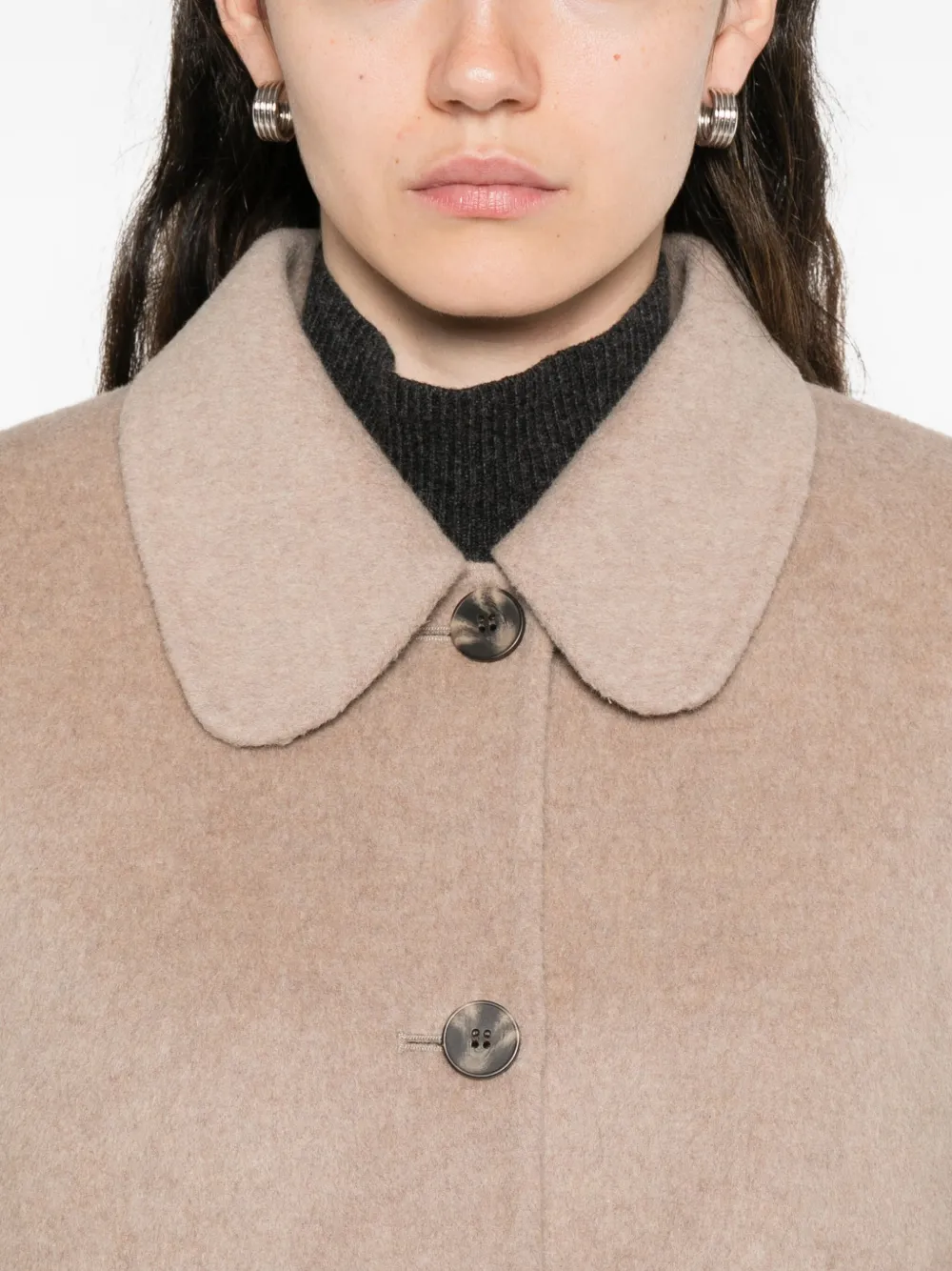 By Malene Birger Round-collar Single-breasted Coat In Brown