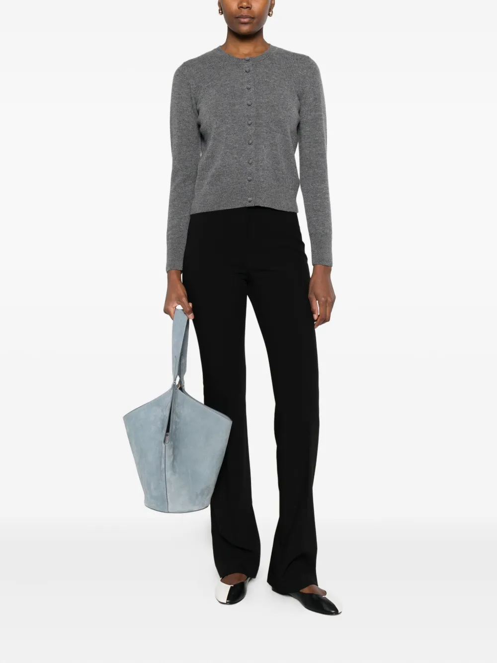 Alpha Studio Buttoned Wool Cardigan In Gray