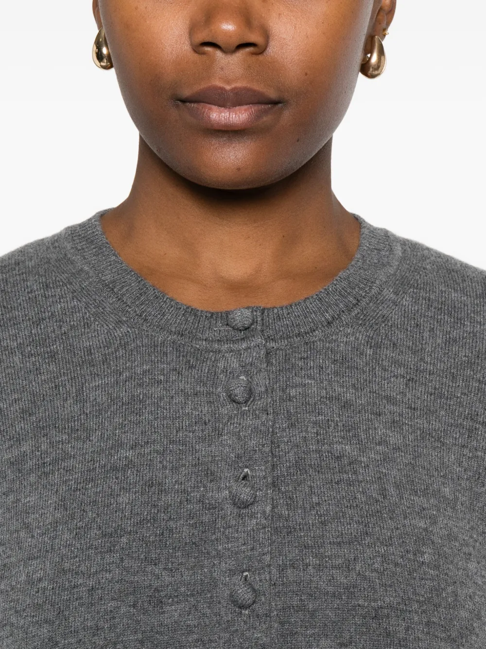Alpha Studio Buttoned Wool Cardigan In Gray