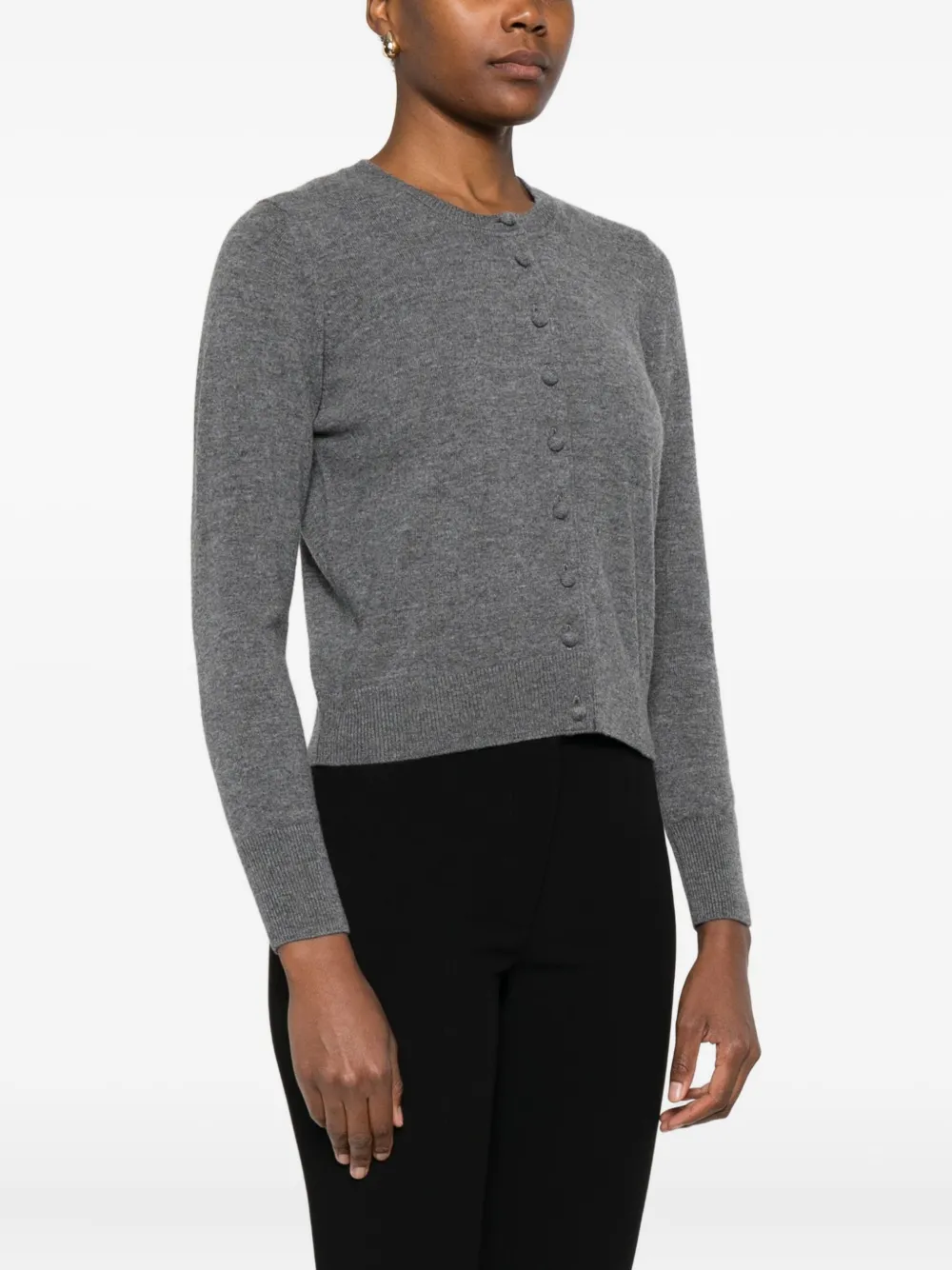 Alpha Studio Buttoned Wool Cardigan In Gray
