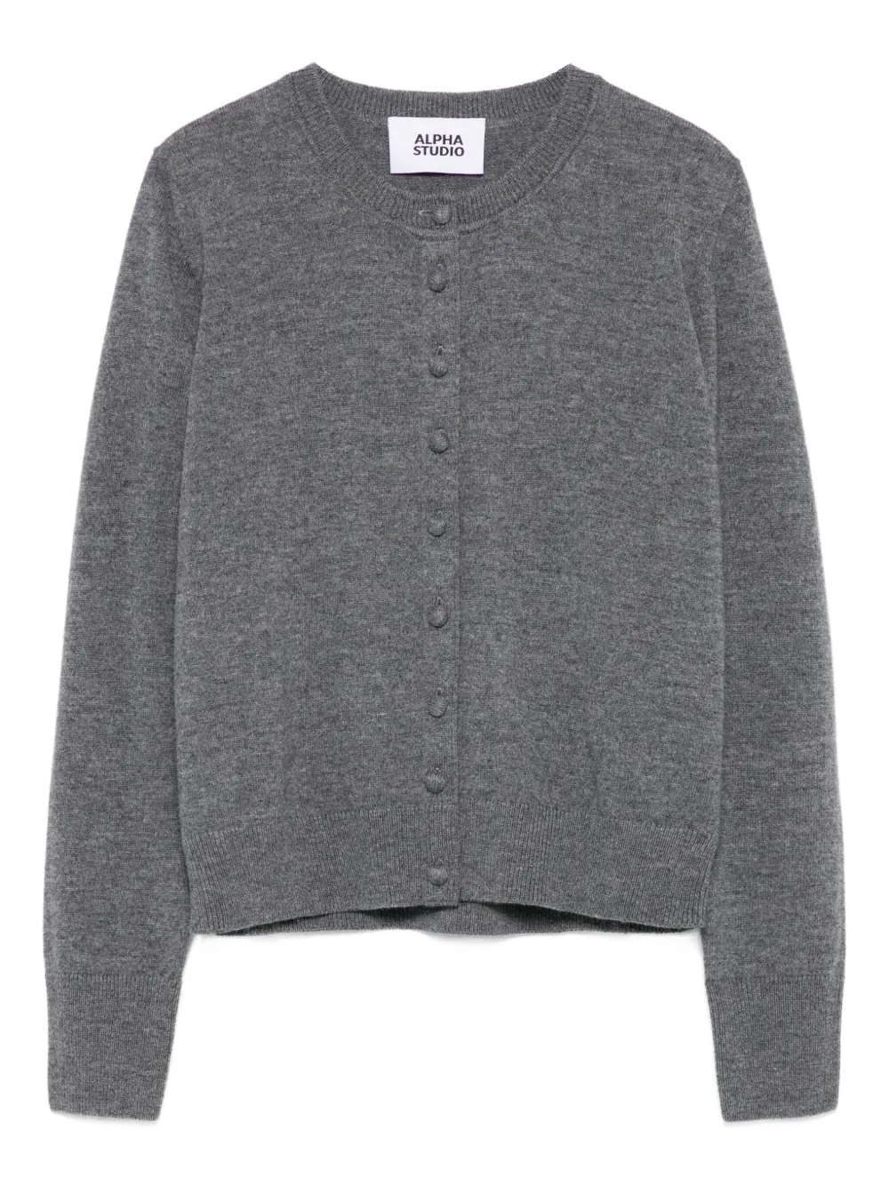 Alpha Studio Buttoned Wool Cardigan In Gray