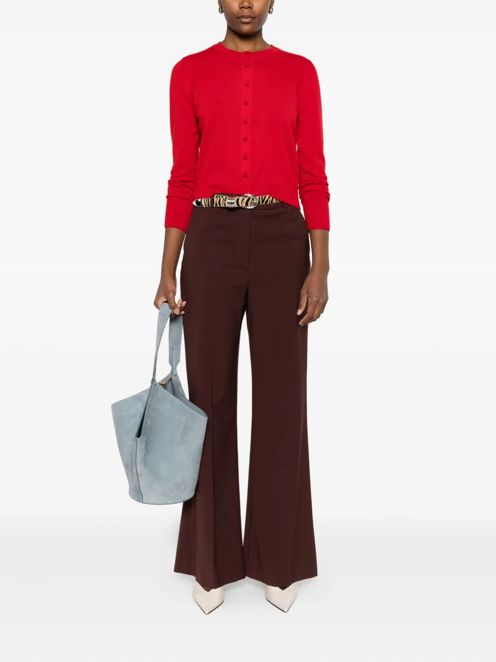 Alpha Studio Button-front Cardigan In Red
