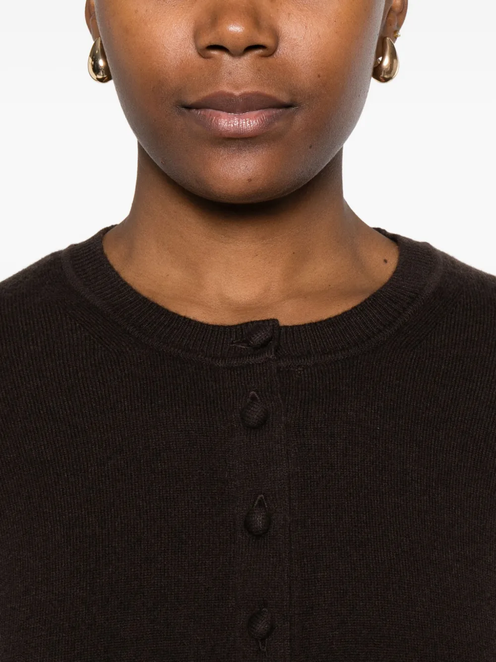 Alpha Studio Buttoned Round-neck Cardigan In Black
