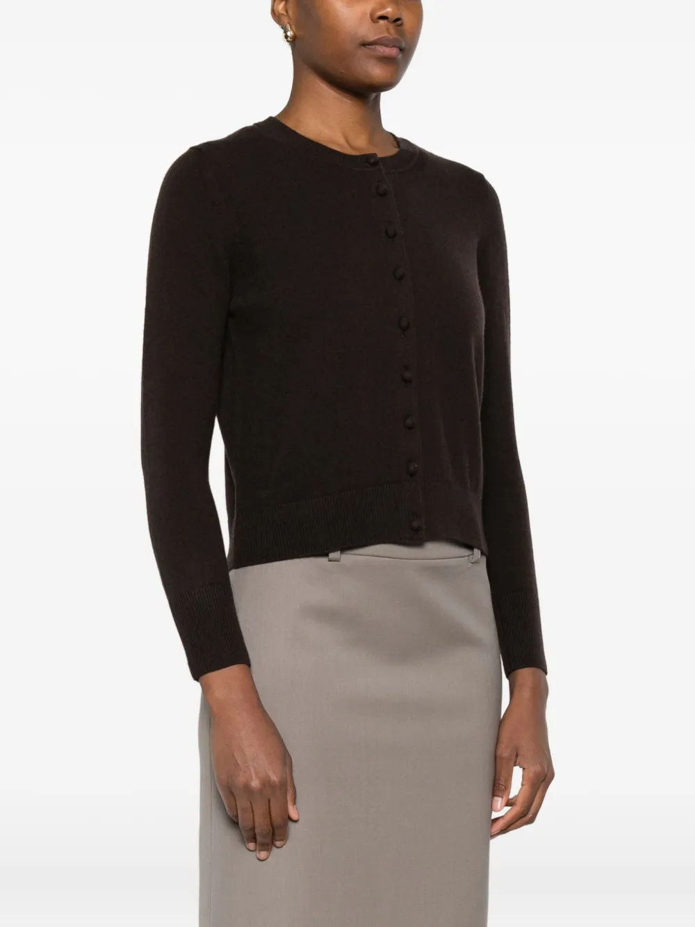 Alpha Studio Buttoned Round-neck Cardigan In Black
