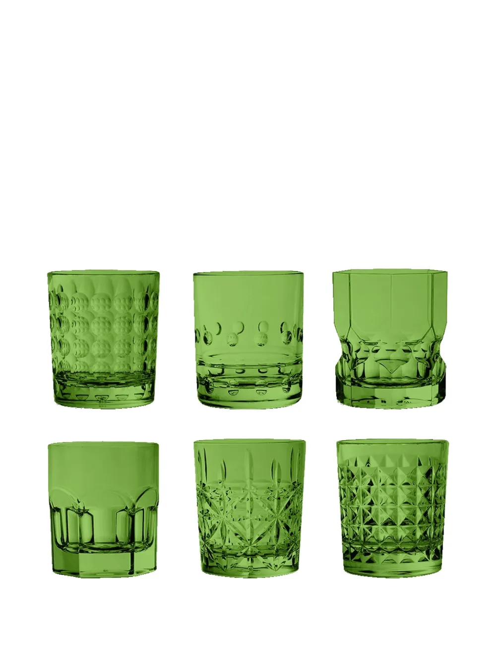 BACI MILANO geometric-pattern glasses (set of six) | Green | Image 1