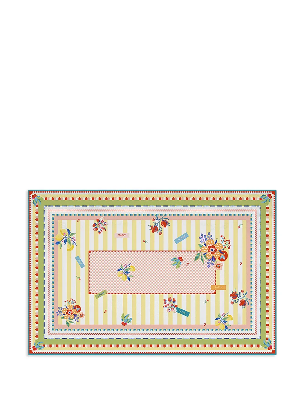 BACI MILANO lemons strawberries striped tablecloth (150cm x 240cm) | Yellow | Image 1
