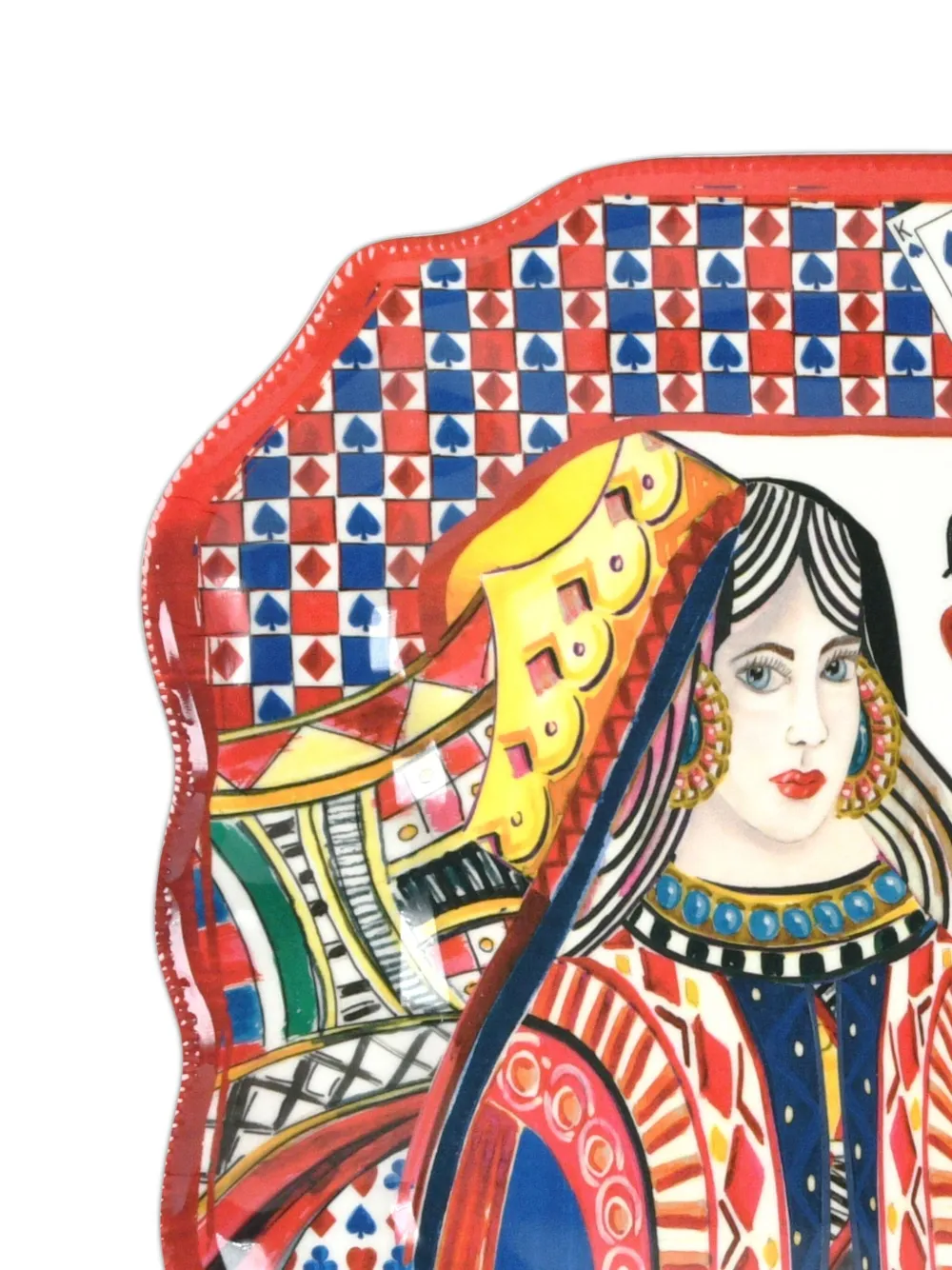 BACI MILANO Queen of Hearts playing-cards scalloped tray (47cm x 33cm) | Serveware | Image 2