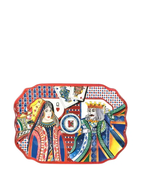 BACI MILANO Queen of Hearts playing-cards scalloped tray (47cm x 33cm)