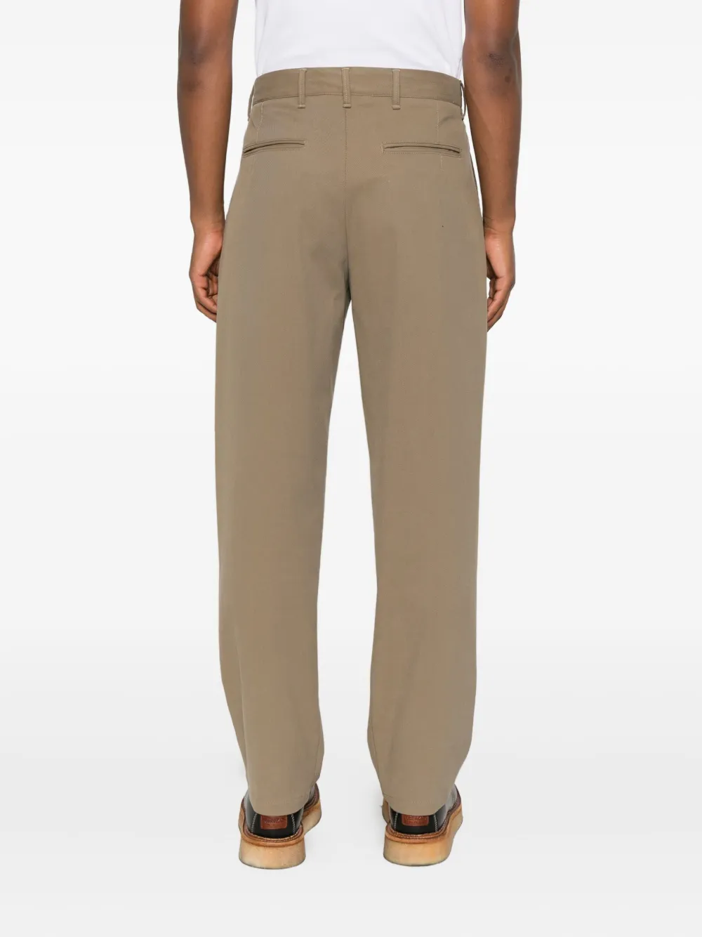 White Sand Sammy Pleated Twill Trousers In Brown