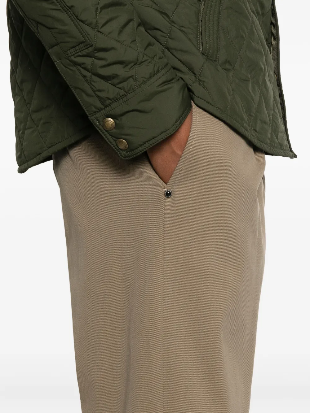 White Sand Sammy Pleated Twill Trousers In Brown