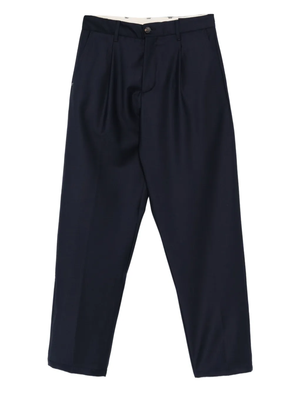 White Sand pleated wool-blend straight-leg trousers | Blue | Image 1
