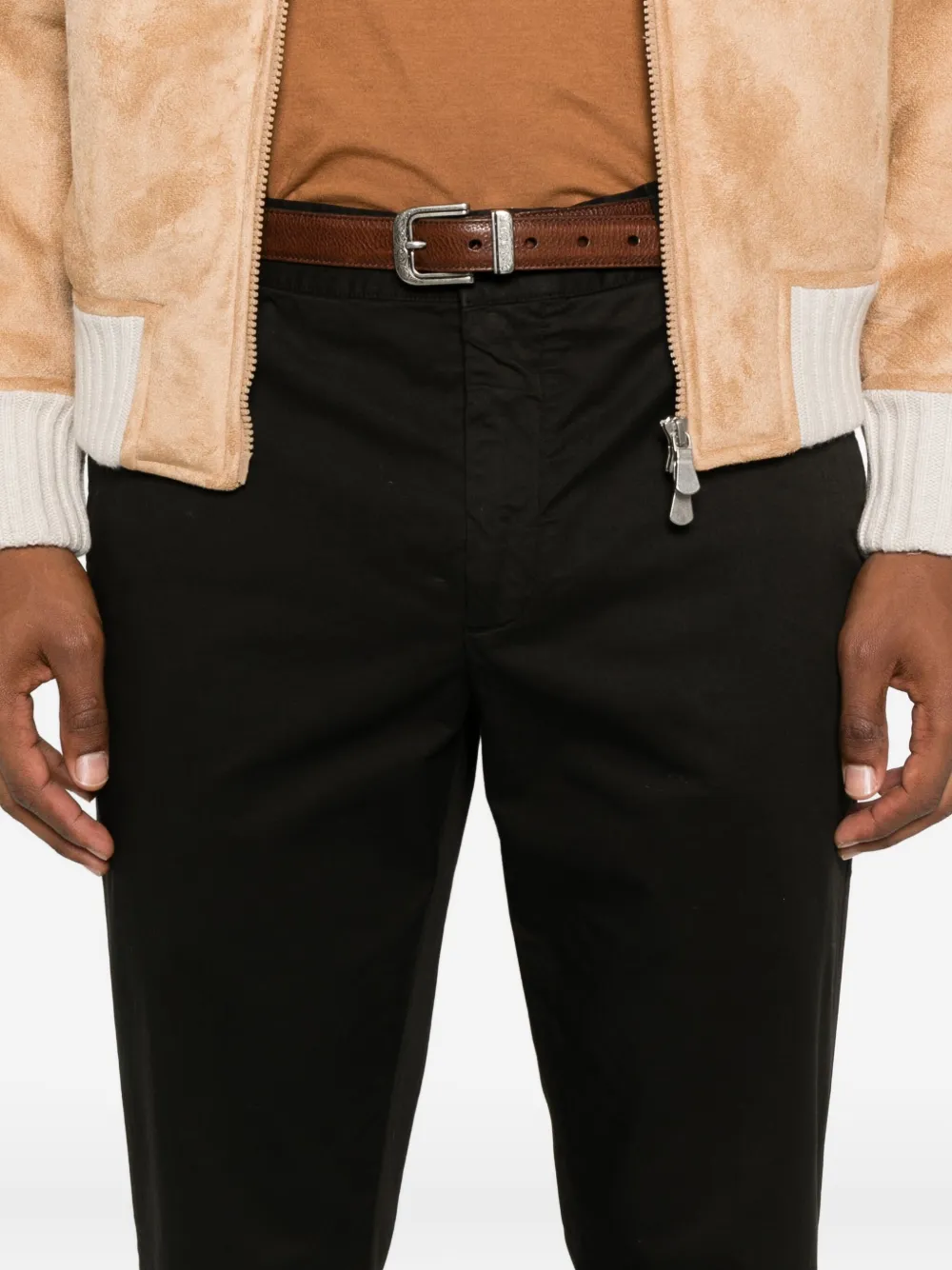 White Sand Button-fastening Trousers In Black