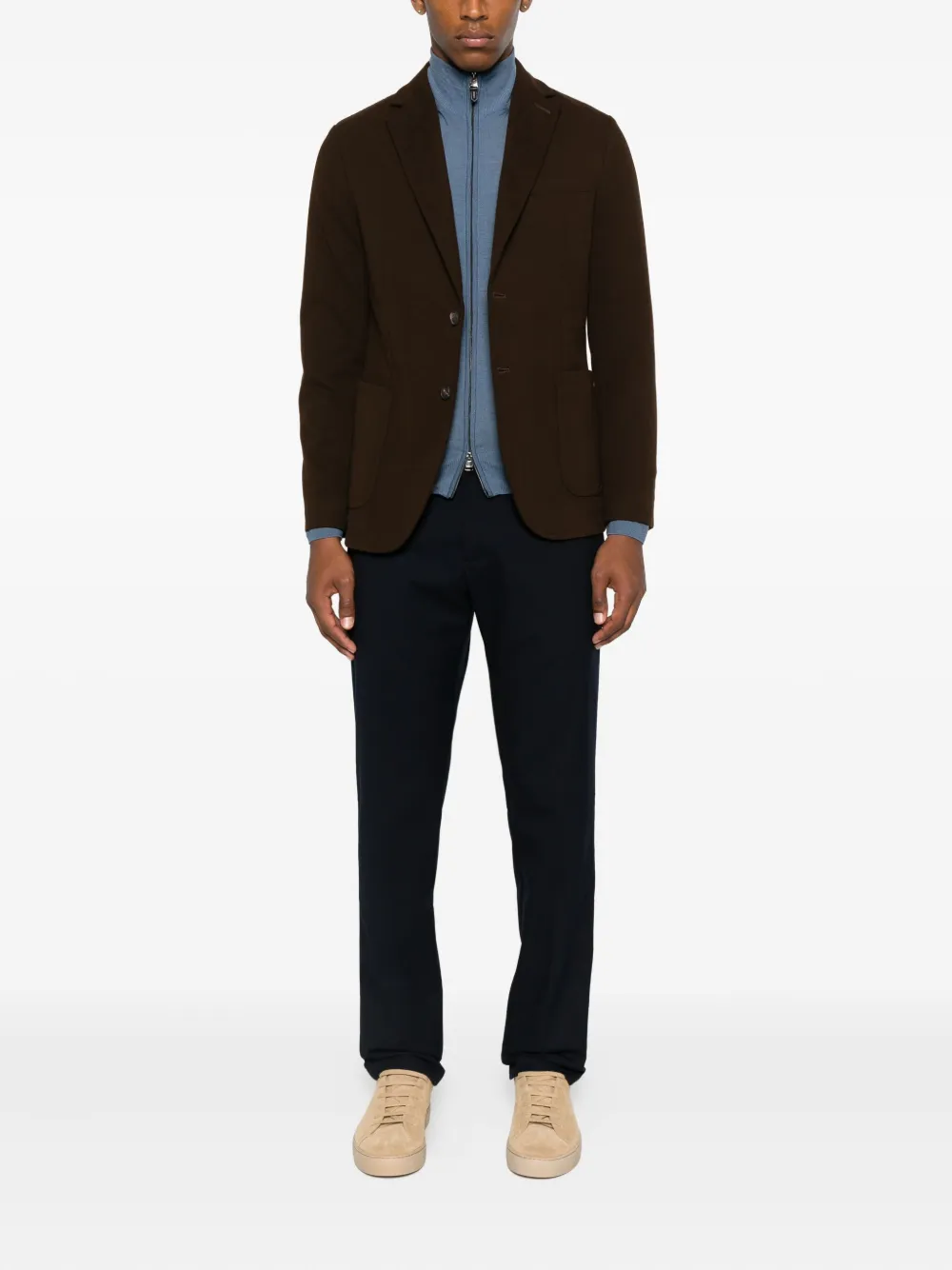 White Sand Straight broek van linnenblend - Blauw
